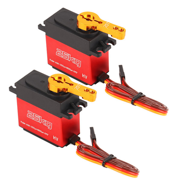 2 kpl 25 kg:n servo, vedenpitävä, 270 asteen korkea vääntö RC-servo, jossa 25T metallinen servovarsi 1/10 1/12 RC-autolle, robotille, veneelle