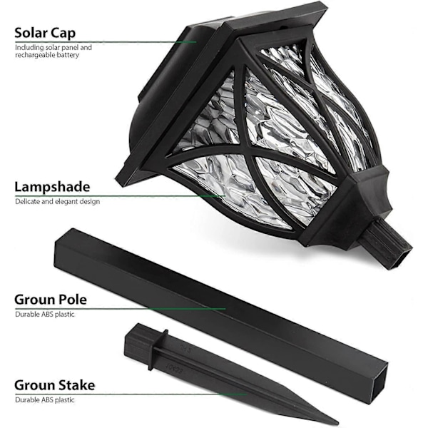2-pack Solar LED Utomhus Dekorativa Lampor för Landskap, Gångvägar, Trädgårdar, Entréer - Vattentät