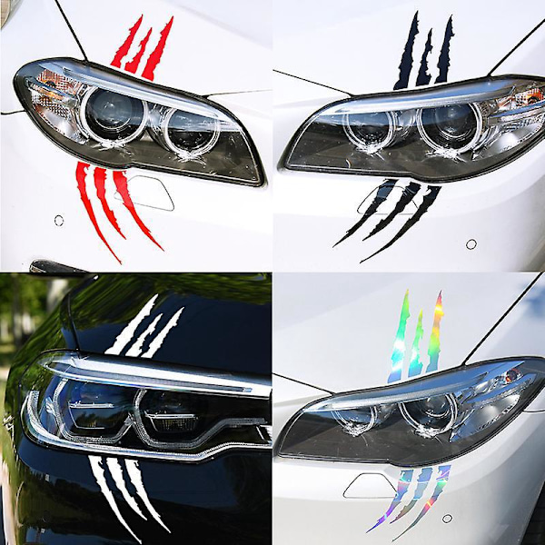 Reflekterende Monsterklo-Ridser Bilstickers Vandtæt Bumper Dekal i Sort Hvid Rød og Syv Farve Gradient