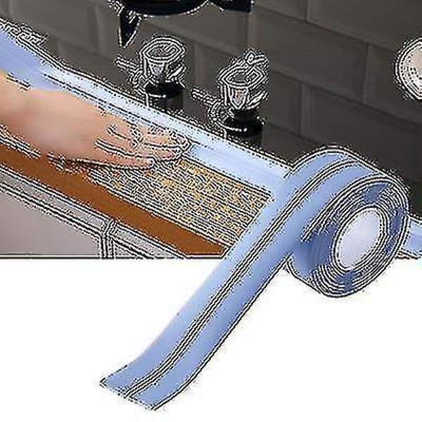 Vattentät självhäftande mögelbeständig tätningstejp för DIY, kök, golv - PVC 2,2 cm x 320 cm blå