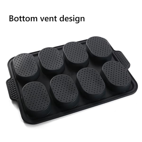 8 rutenett silikonform oval form DIY perforert kakebakeform kjøkkenbakeverktøy grå