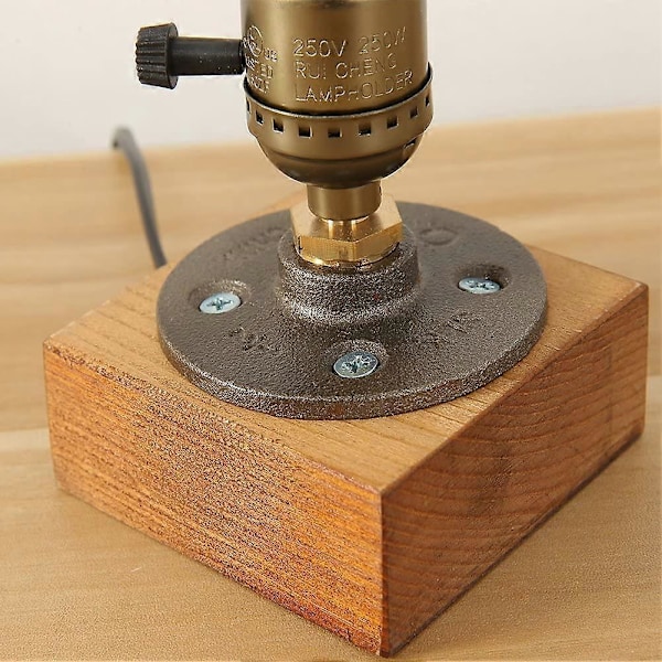 Industriell Ceramica Base Keramisk Bordlampe Tre E27 Antikk Bordlampe Nattbordslampe Kafé Bar Stue Soverom Studio Nattlampe (Tre)