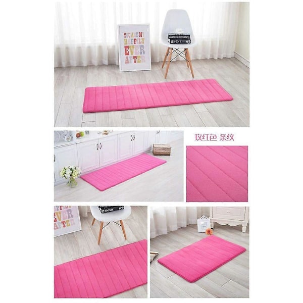 Baderomsmatte Sklisikker Badematte Absorberende Badematte Memory Foam Baderomsmatte Gulvmatter (50x80 Cm, Rose Rød)