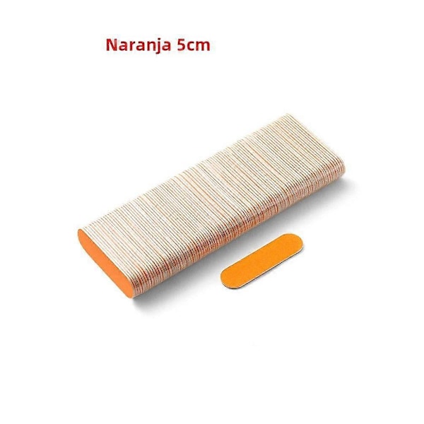 100 st Bärbar Dubbelsidig Nagelfil med Matt Finish Mini för Nagelvård och Manikyr Orange 5CM