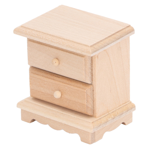 1:12 Trædukkehus Sengebord Simuleret Levende 2 Skuffer Miniature Dukkehus Møbler