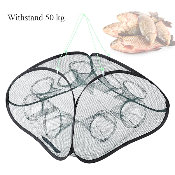 Handkast fiskenät hopfällbart nylon fiskenät fånga fiskfälla fiskeredskap 9 hål