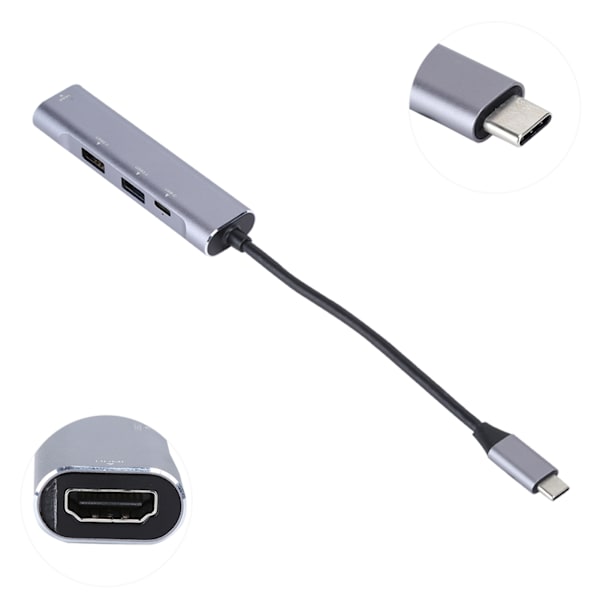 Hub Type‑C til HDMI Pd USB3.0 4‑i‑1 Velegnet til OS X/ Huawei/ Samsung