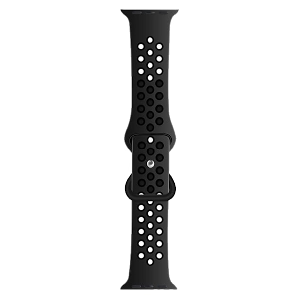 Justerbar urrem i silikone, to farver, åndbar, vandtæt urrem til Iwatch, kulsort 38mm / 1,5in 40mm / 1,57in 41mm / 1,61in