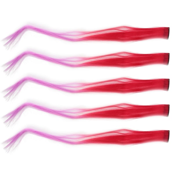 10 stk farget klips i hårpynt Gradient Langt rett syntetisk hårforlenger hårstykke for Cosplay Party Mørk Rød Gradient Lilla