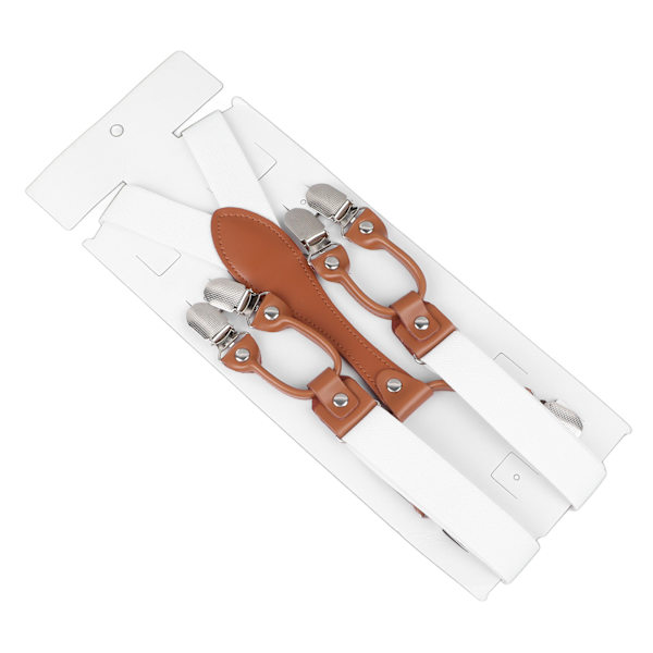 Herr Suspender Dubbelskiktad Justerbar Elastisk Bekväm Heavy Duty Suspender för Herrar Man Vit
