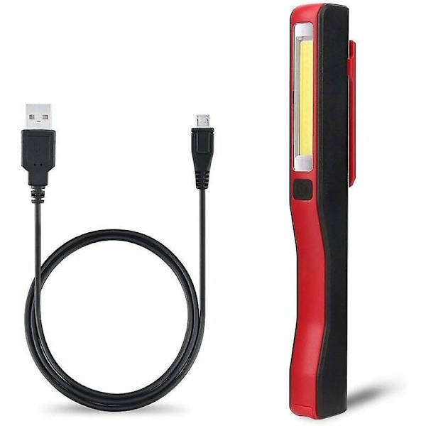 LED Inspektionslygte - Genopladelig LED Arbejdslampe Super Lys COB LED Lomme Lommelygte med Magnetisk Klips til Hjemmet, Værksted, Bil, Camping, O