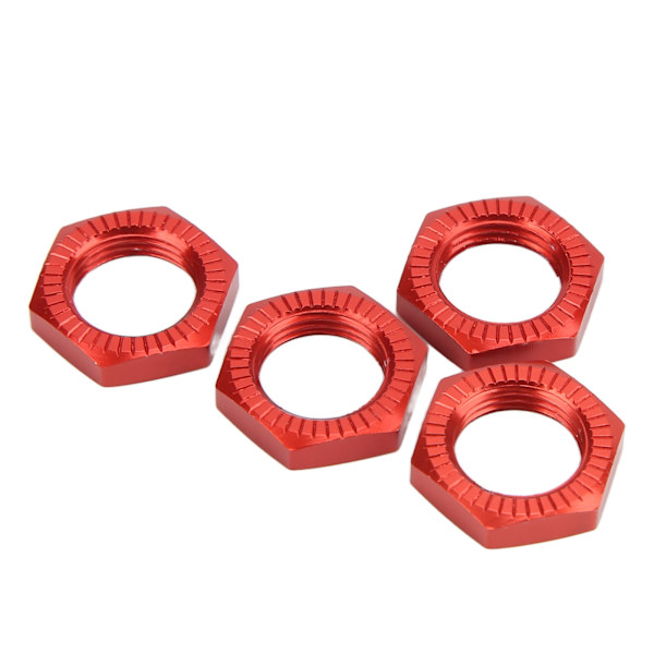 4 st 17 mm aluminiumlegering hjulmutter för 1/8 RC modellbil uppgraderad tillbehör röd