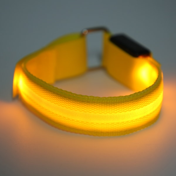 Utendørs løping LED Armbånd Justerbart Blinkende Armbånd Sykling Lys opp Armbånd Gul