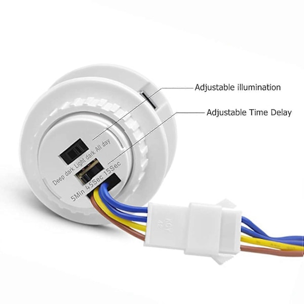 Justerbar Infraröd Mini Rörelsesensor Ljusströmbrytare - Smart Detektion - 110-220v PIR Sensor - Tidsfördröjning