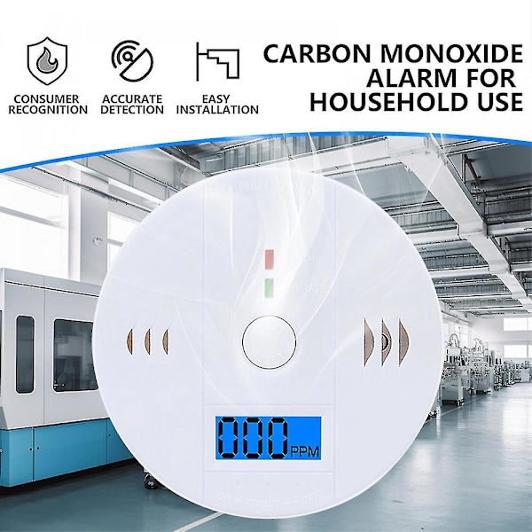 Digital Kolmonoxid (CO) Detektor Alarm Batteridriven Varningslarm Sensor