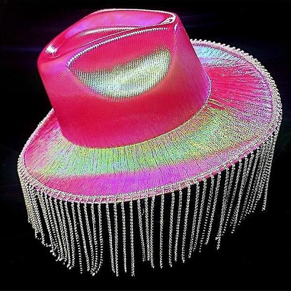 Avaruusnaisen hattu - Rhinestone Fringe Tassel Rave Hat naisille ja tytöille Valkoinen