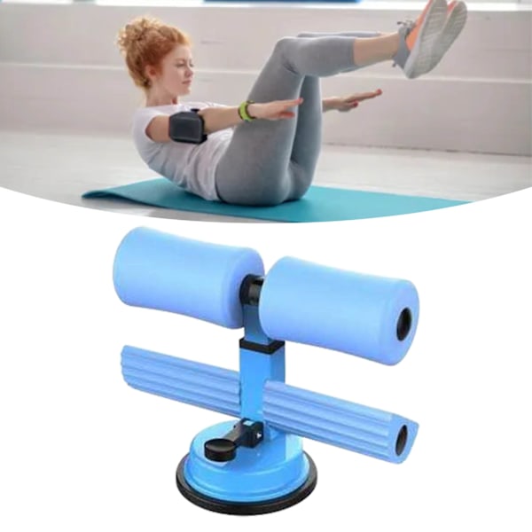Sit Up Bar Golv Metall Dubbel Stång Bärbar Sit Up Assistent Enhet med Sugkopp för Fitness Träning Bukmuskler Helkroppsträning Himmelblå