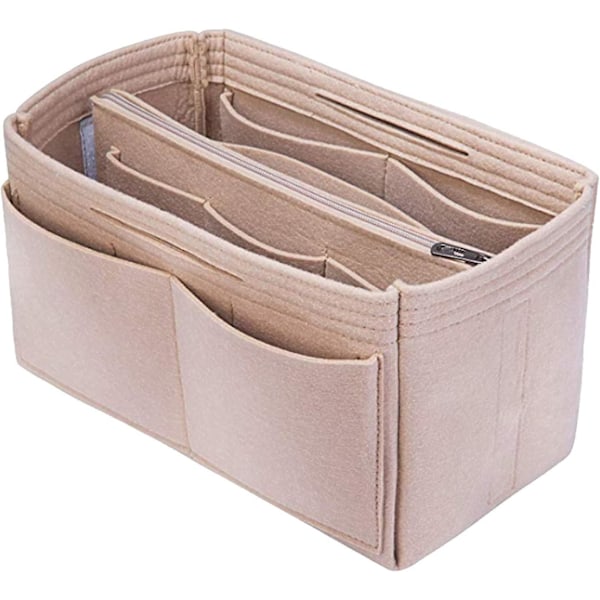 Väska Organizer - Invändig förvaringsväska för damhandväska i filt (Beige)