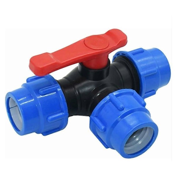 2 kpl Sulkuventtiili, 32 mm Pikaliitin Kolmisuuntainen Palloventtiili PVC PE Putki Pikakytkin T-Liitin (Koko: 32 mm)