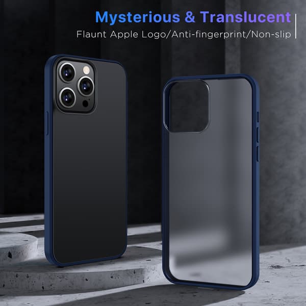 6,7 tommer 2,0 mm mat mobiltelefoncover med blå kant til iPhone 13 Pro Max