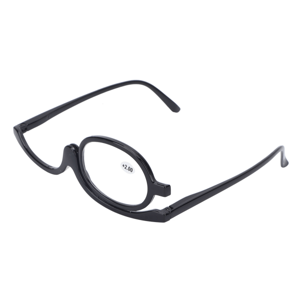 Forstørrelsesglas Makeup-briller Eye Flip Down-linse Moderigtig makeup Enkeltsidede briller Sort(+2,00 )