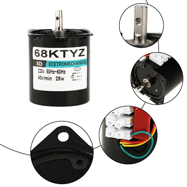 AC220V 28W Miniatyr Permanentmagnet Synkronmotor CW/CCW(40rpm)