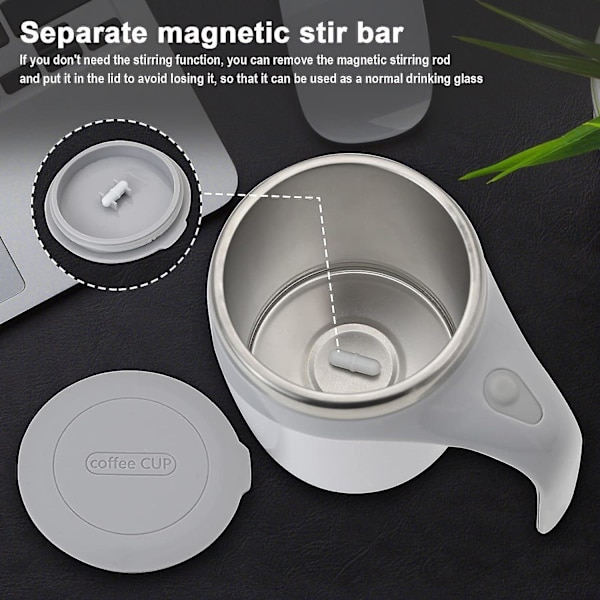 Elektrisk Magnetisk Självblandande Kaffekopp Rostfritt Stål Resekopp för Choklad Mjölk Te