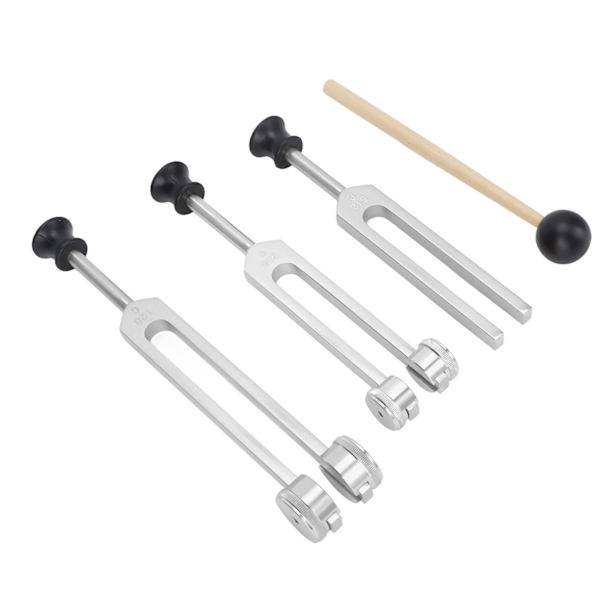 Set av aluminiumlegering 128 256 512Hz Bärbar stämgaffel Healing Instrument för hem klinisk silver