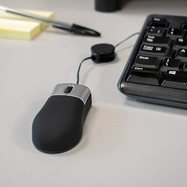 Mini Retraherbar Optisk Reisemus - 3 USB-knapper for PC - Svart