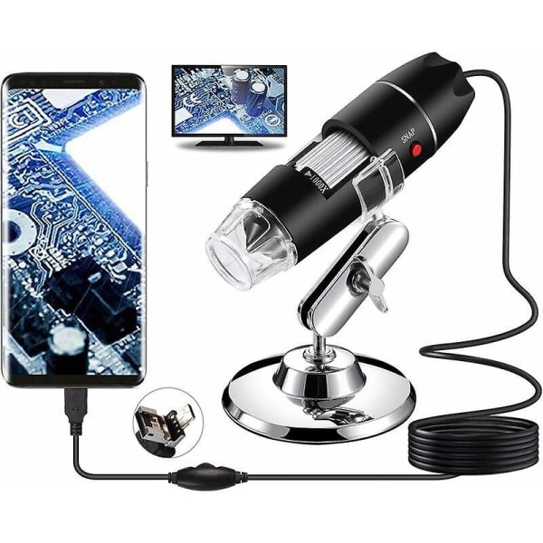 USB digitalt mikroskop, 40X-1000X forstørrelsesendoskop, 8 LED mini videokamera til Windows, Mac, Linux og Android