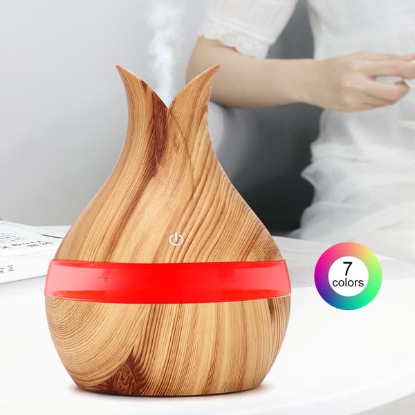 300 ml 7 farger LED nattlys aroma eterisk olje diffuser luftfukter lyst trekorn