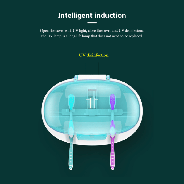 UV tannbørsterens Veggmontert tannbørsteholder elektrisk tannbørsterenser Oppbevaringsveske