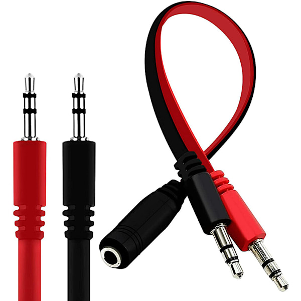 3,5 mm hunn til dobbel hann hodetelefonmikrofon lyd Y-splitter AUX-kabel