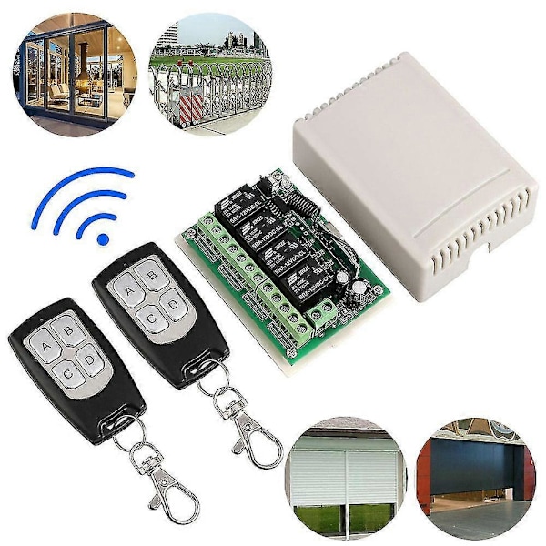 12V 4CH Kanal Relé RF Trådløs Fjernkontroll Bryter Mottaker