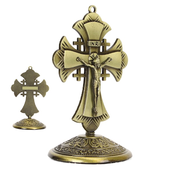 Guld Krucifix Ornament Legering Rostfri Kors och Krucifix Samling Antik Bil Krucifix Dekoration för Hemmet