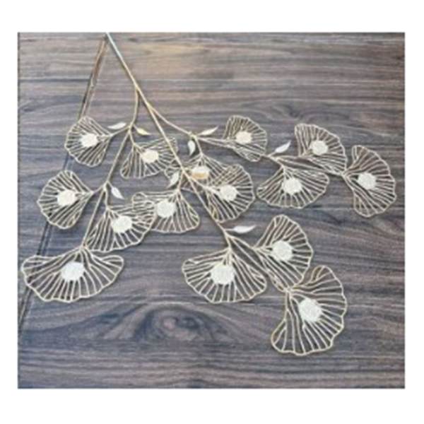 3 stk. kunstige blade dekoration guld falme bevis deformation resistent kunstige blade dekoration til bryllup ginkgo blad