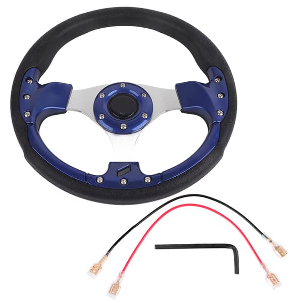 13in 320mm Universal PU Leather Bil Sport Racing Drift Ratt Blå