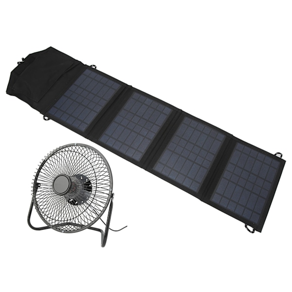 Bærbar solcelledrevet ventilator 14W 8 tommer dobbelt USB opladningstelefonventilator til udendørs picnic