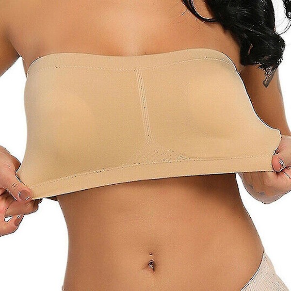 Damer 3-pak Polstret Bandeau BH - Stropløs Tube Top (2XL, Hudfarvet/Hvid/Sort)