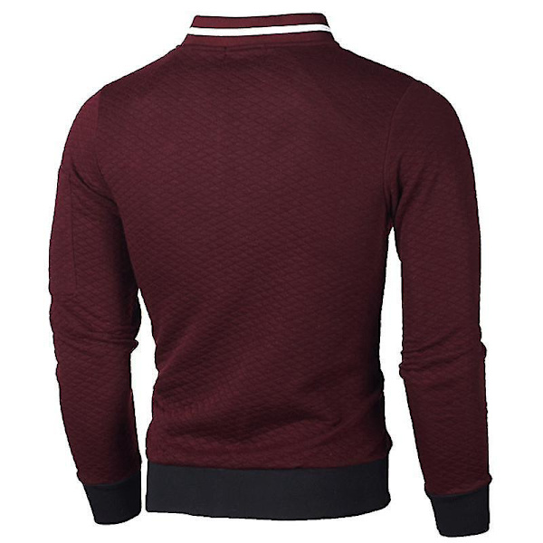 Rutat Zip Up Bomber Cardigan Jacka för Herrar 3XL - Vinröd