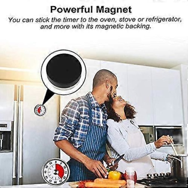 2025 Lämplig Magnetisk Mekanisk Kökstimer - Nedräkningstimer 60 Minuter Visuell Tidshantering Verktyg Bakning Matlagning