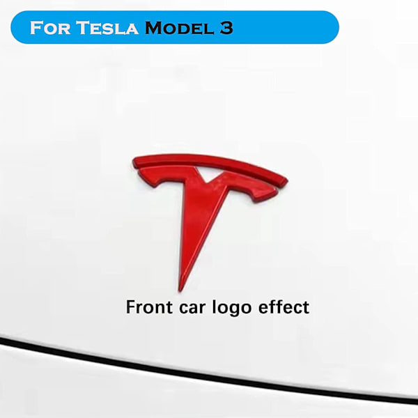 Tesla Model 3 -auton ohjauspyörän logo-tarrat (3 kpl, punainen)