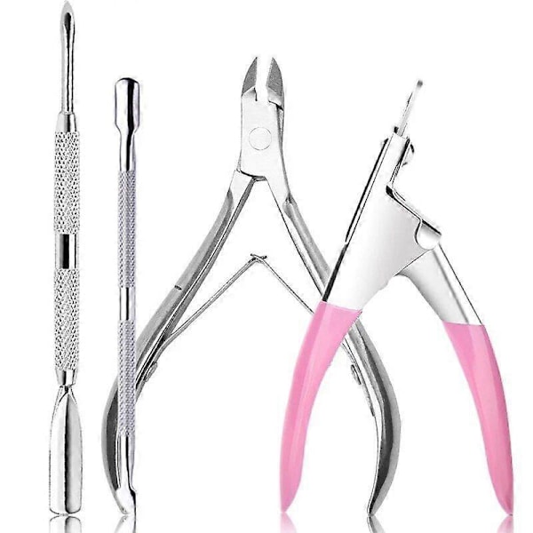 4-delars Professionell Manikyrset med Nagelsax och Dödhuds Remover, Rostfritt Stål Nagelverktyg ZH200-18