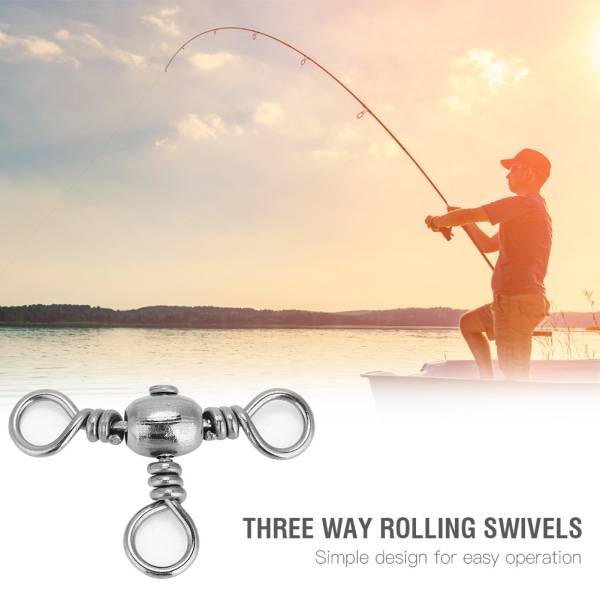20 stk holdbare, fleksible trevejs rullende svirvler Triple Swivel Fishing Connectors (3#)