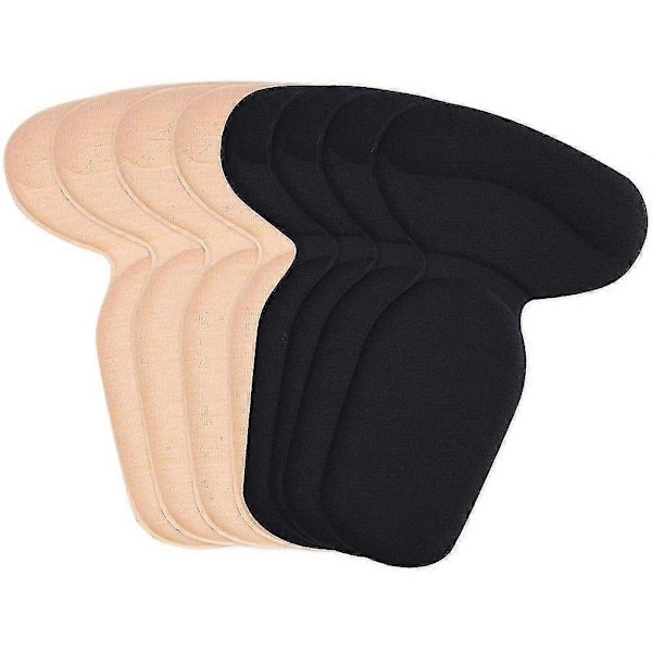 Hælebeskyttelse til sko, 4 par Memory Foam Stærk Klæbende Fodpude Pleje & Høj Hæl Holder Pude Liner Til Kvinder & Mænd (sort, Beige)