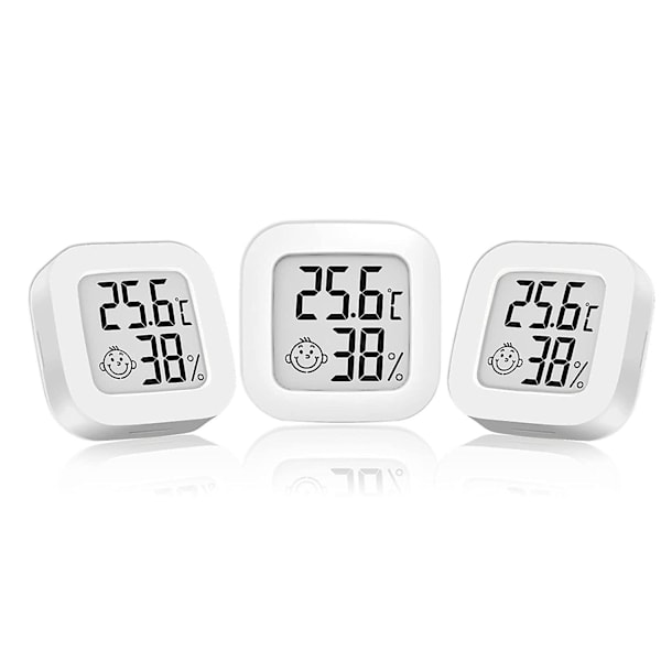 3 st Digital Hygrometer Termometer, Mini LCD Inomhus Hygrometer Termometer, Söt Inomhus Väggmonterad Termometer