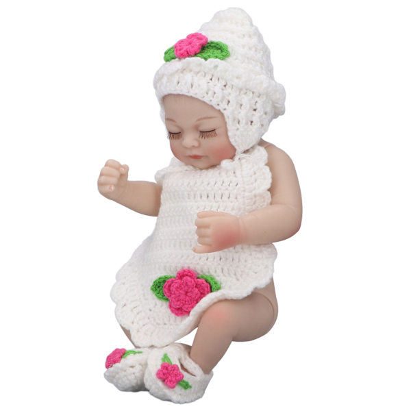 Nyfödd babydocka 10 tum silikon söt naturtrogen spädbarnsdocka med stickade kläder födelsedagspresent ögon stängda flickdocka
