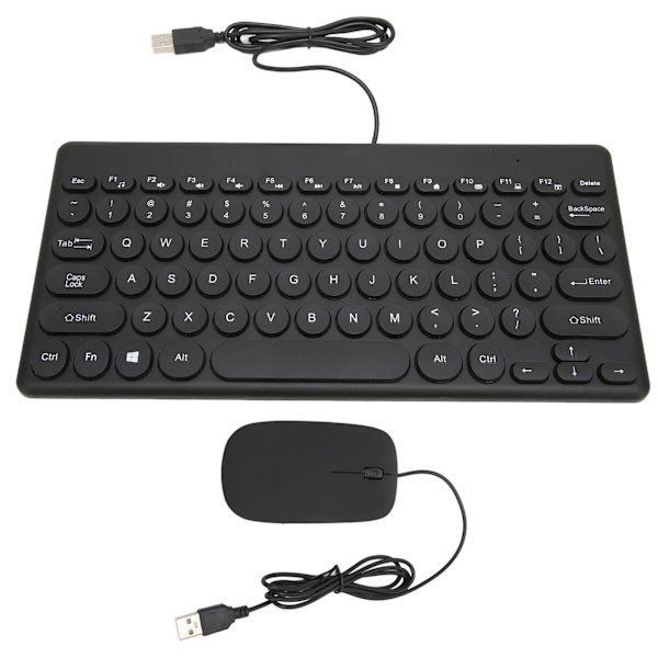 Tangentbord Mus Combo Bekväm ergonomi Power 78 nycklar Rund Keycap 4 Musknappar Kabelanslutna datortillbehör Svart