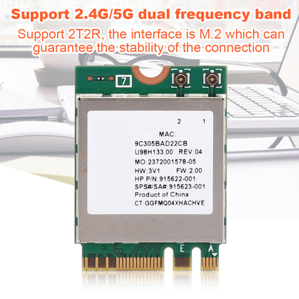 Netværkskort RTL8822BE Dual Band 2.4G/5G M.2 Interface Understøttelse af Bluetooth 4.2