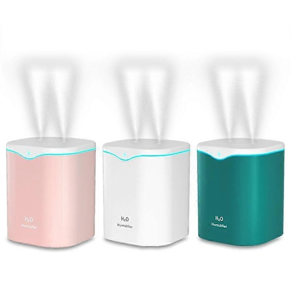 2000ML USB Skrivebordsfukter med Dobbel Spray for Aromaterapi og Hudpleie Kjølig Tåke Luftrenser for Hjem og Kontor 1 Sprayport Rosa